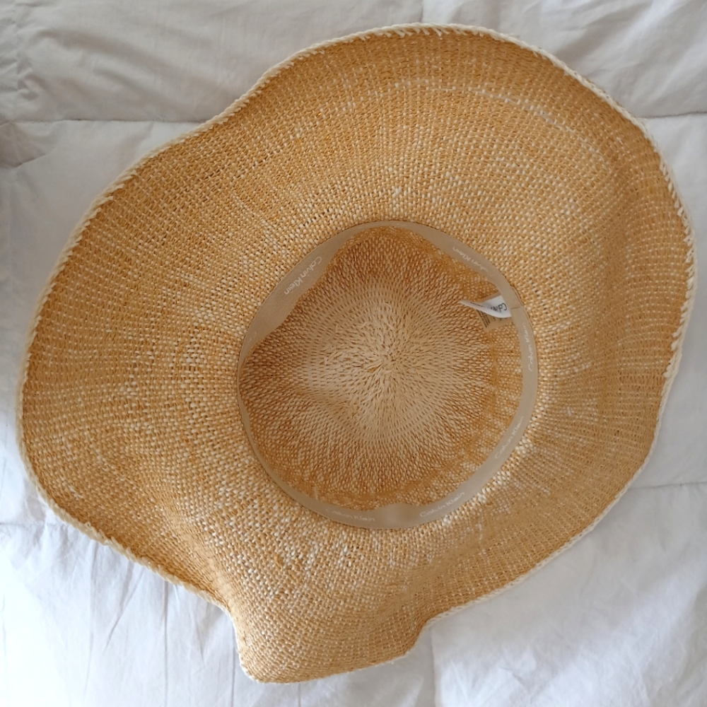 Natural Woven Straw  Paper Mettallic Wide Brim Hat - Picture 3 of 11